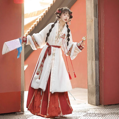 SONG Dynasty Clothing Qiongfa ng 琼芳 Women's Chinese Traditional Thicken Velvet Hanfu Autumn Winter