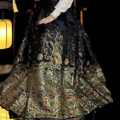 Ming Dynasty Dress Women's High Grade Fabrics Mamian Skirt Longhuang 龙煌 Hanfu Clothing Spring Summer Autumn