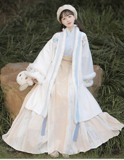 New Chinese Style Clothing Yaoyuetaxue 邀月踏雪 Women's Modern Hanfu Song Dynasty Thicken Velvet  Autumn Winter