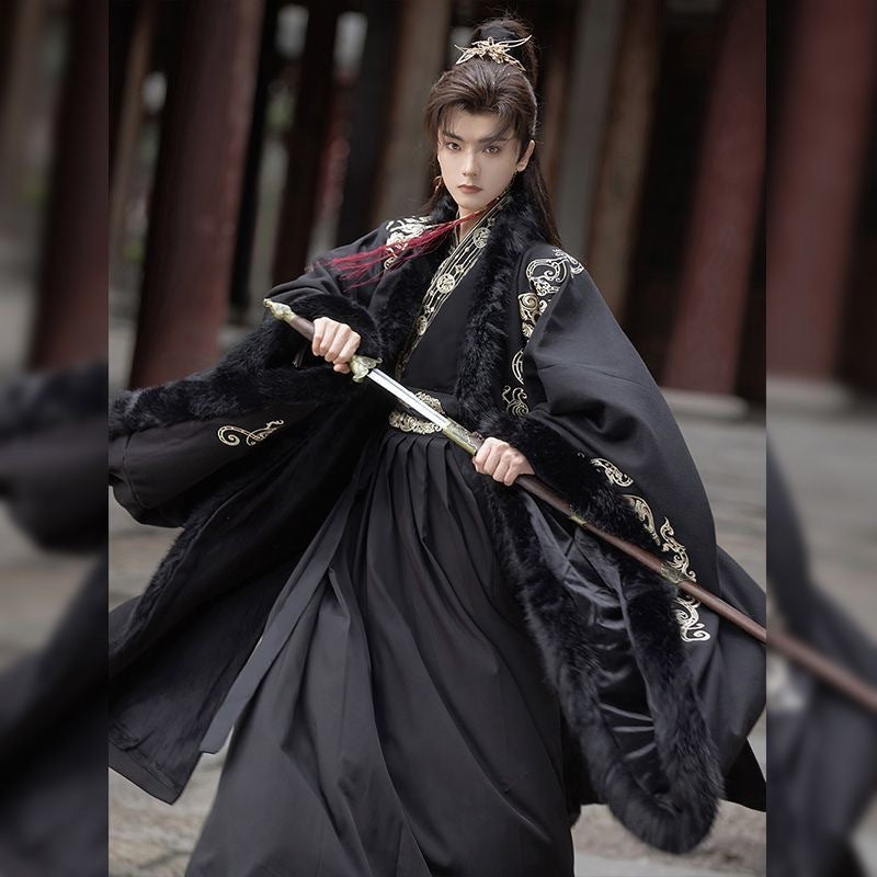XIA 侠 Chinese Clothing Male Yunxi 云栖 Men's  Traditional Thicken Velvet Hanfu Autumn Winter
