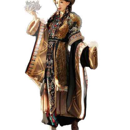 Tibetan Robe Jingfan 经幡 Nationality  Chinese Culture Clothing Velvet Thick Winter