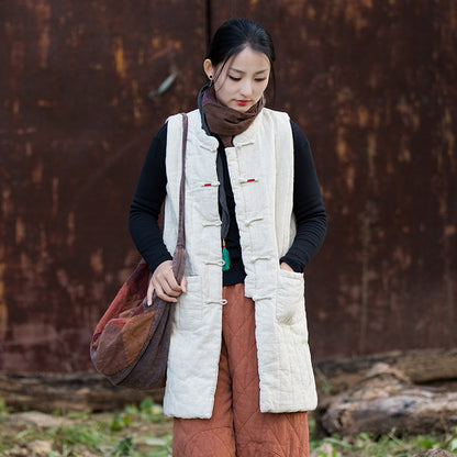 Linen Ticken Vest  Xiaosan "萧散" Han Element Clothing Women's Modern Hanfu Winter Autumn