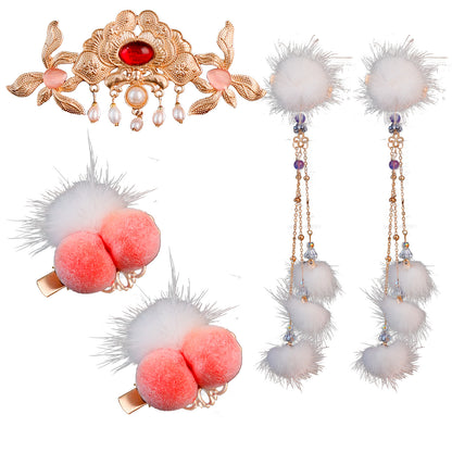 Traditional Chinese Hair jewelry Fentao 粉桃 Hanfu Historical Headgear