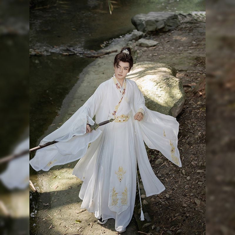 Weijin Dynasty Male Hanfu Wuchen 无尘 Traditional Chinese embroidered Men’s Clothing Spring Autumn