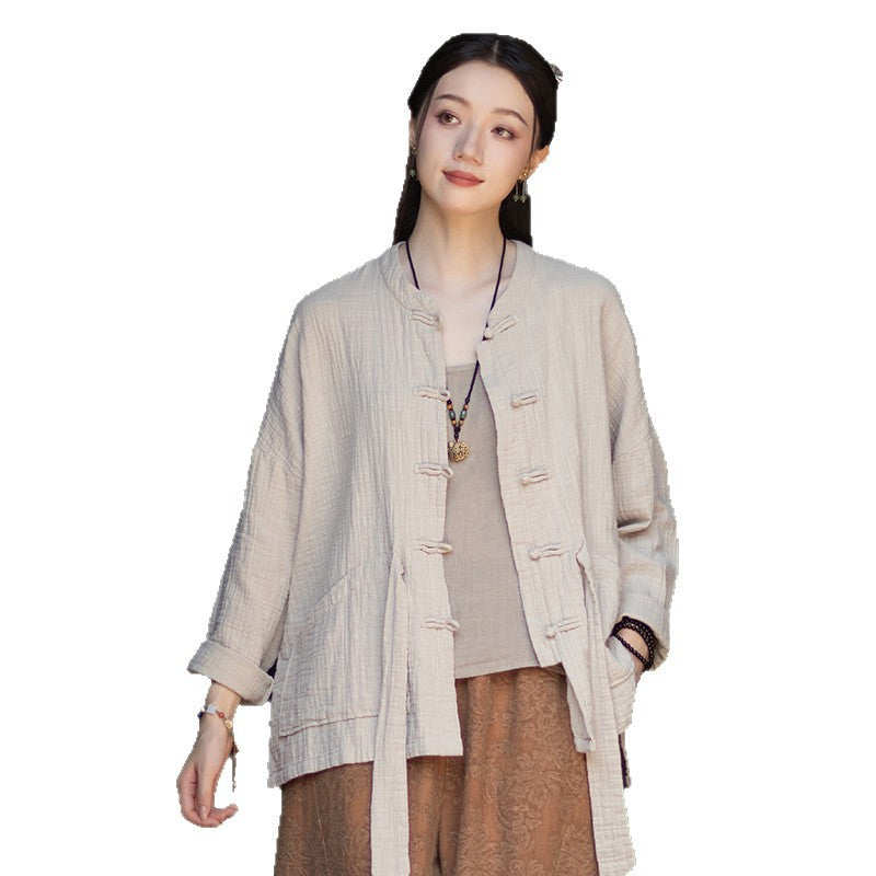 Linen Shirt Yuelong "月胧" Han Element Clothing Women's Modern Hanfu Spring Autumn