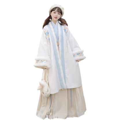 New Chinese Style Clothing Yaoyuetaxue 邀月踏雪 Women's Modern Hanfu Song Dynasty Thicken Velvet  Autumn Winter