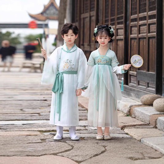 Children's Traditional Scholar Guoxue 国学 Suit Hanfu Clothing Spring Summer Autumn