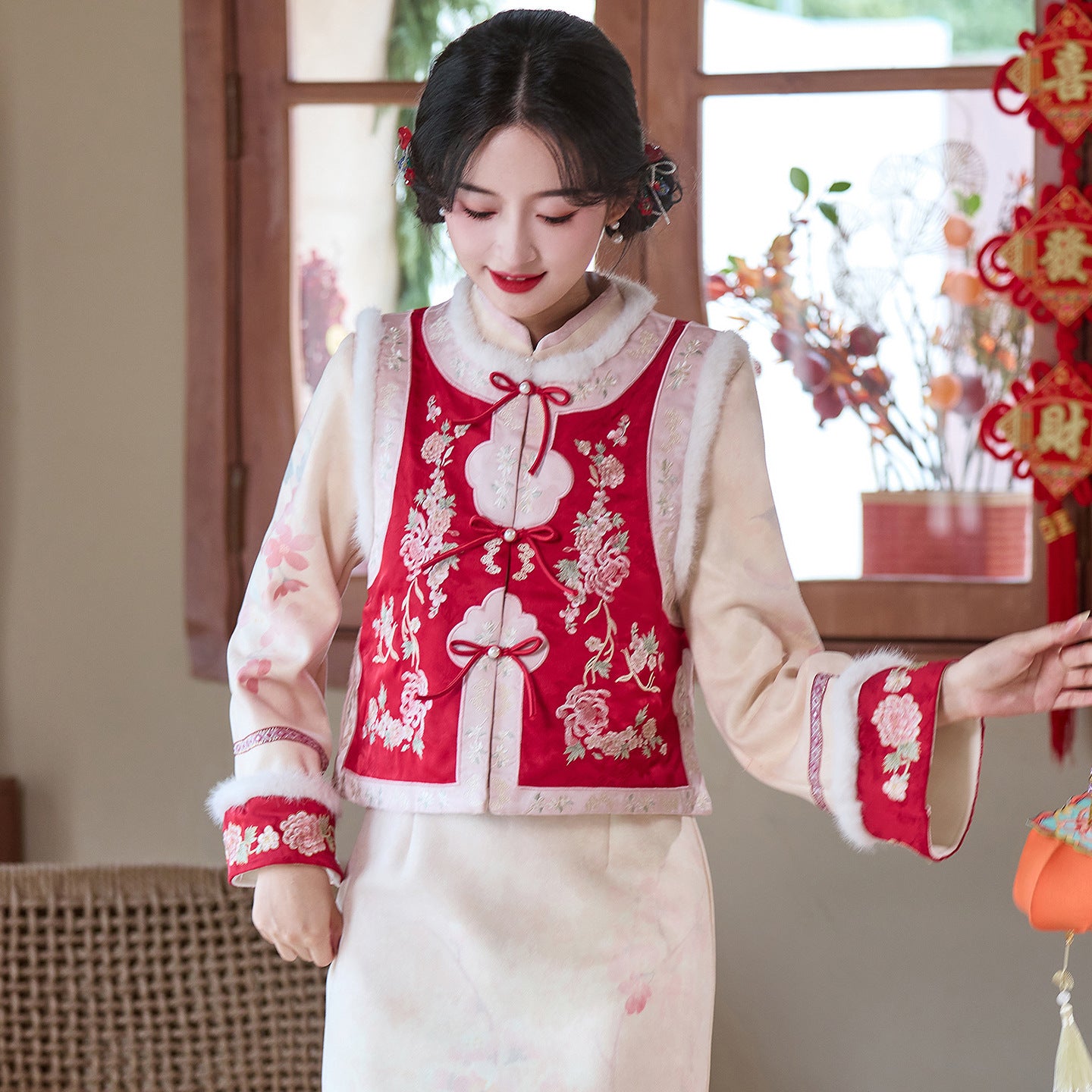 Women's Qipao Huaiqianshu 花千树 Asian Dress Chinese Thicken Modern Hanfu Clothing Velvet Cheongsam Winter Autumn