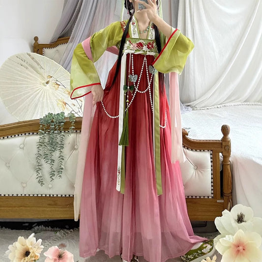 TANG Dynasty Dress Autumn Music 秋歌 Women's Chest High Ruqun Spring Summer Autumn