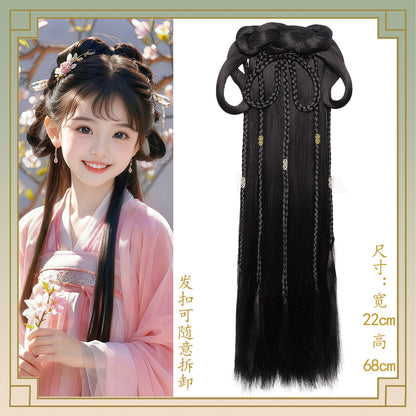 Kid's Traditional Chinese Hairstyle Wig Ningzhi 凝脂 Hanfu Historical Royal Hairpieces