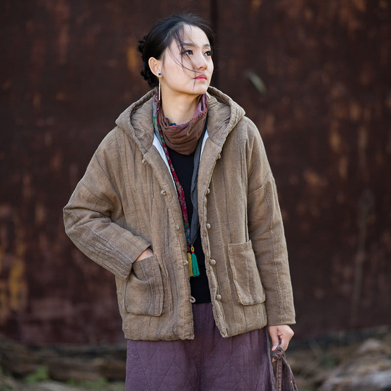 Linen Ticken Coat  Suhui "素晖" Han Element Clothing Women's Modern Hanfu Winter Autumn