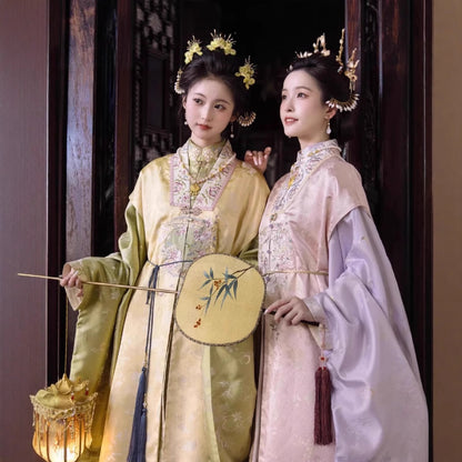 Ming Dynasty Clothing Qianjin 千金 Women's Chinese Traditional Thicken Velvet Hanfu Autumn Winter