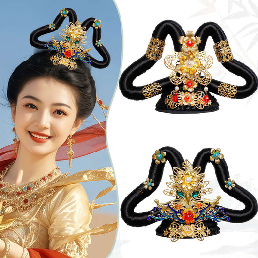 Traditional Chinese Hairstyle Wig Feitian 飞天Hanfu Historical Royal Hairpieces