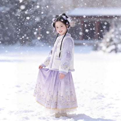 Children's Traditional Style Clothing Ziyan 紫烟 Chinese  Velvet Hanfu Suit