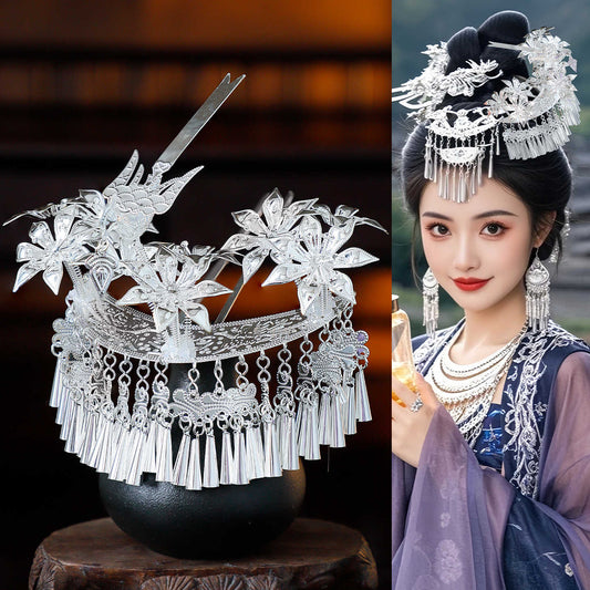 Miao Ornaments Nuomu 诺牧 Traditional Chinese Hair jewelry Hanfu Historical Headgear