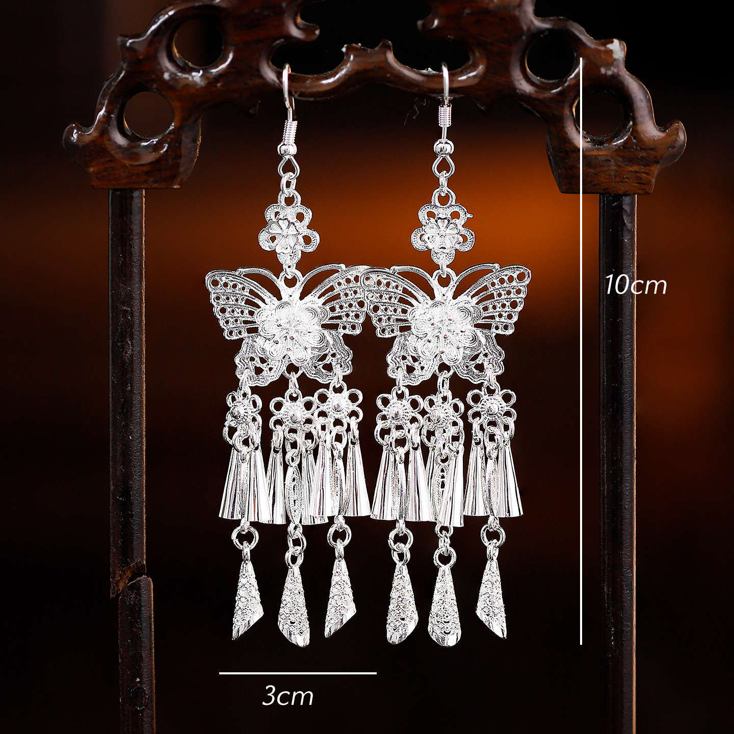Miao Traditional Chinese Earrings Diebian 蝶变 Hanfu Nationality Accessories