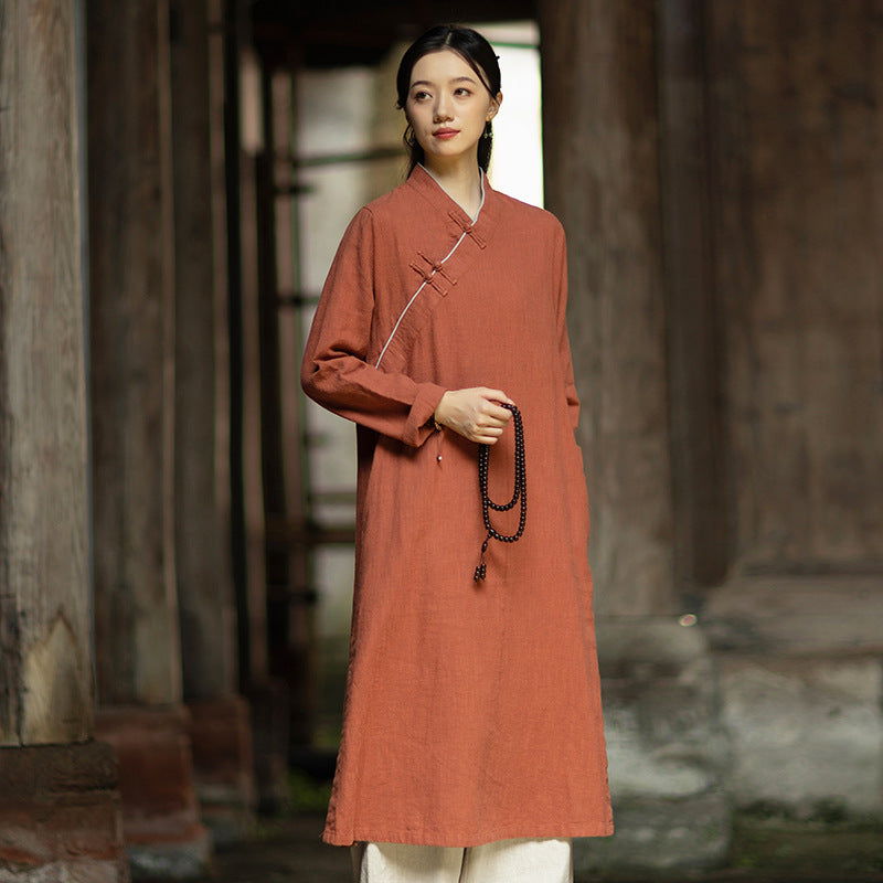 Linen Dress Monian "默念" Han Element Clothing Women's Modern Hanfu Spring Autumn