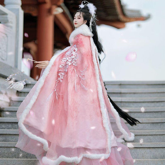Weijin Dynasty Clothing Meiyingchunxue 梅映春雪 Women's Chinese Traditional Thicken Velvet Hanfu Autumn Winter