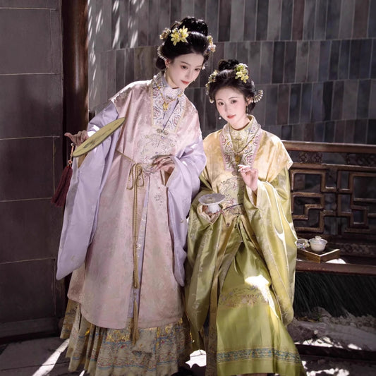 Ming Dynasty Clothing Qianjin 千金 Women's Chinese Traditional Thicken Velvet Hanfu Autumn Winter