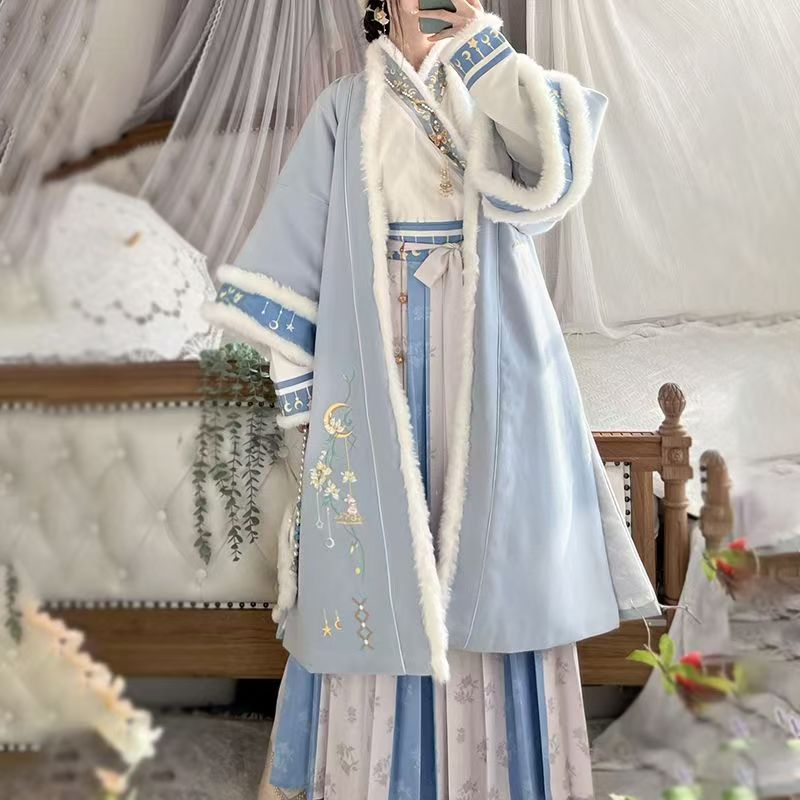 SONG Dynasty Clothing Ruyijuan 如意卷 Women's Chinese Traditional Thicken Velvet Hanfu Autumn Winter