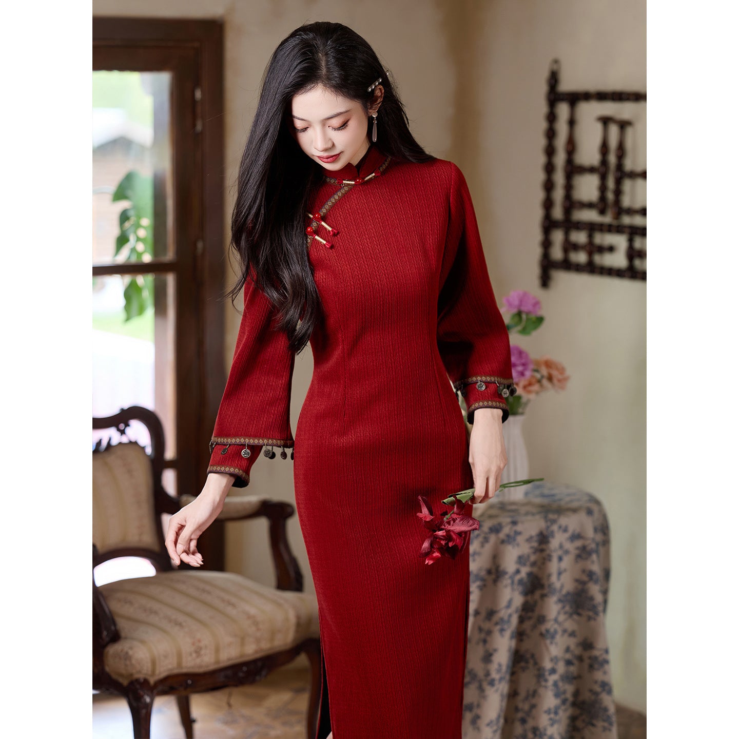 Women's Qipao Shiyu 诗语 Asian Thicken Dress Chinese Modern Hanfu Clothing Cheongsam Winter