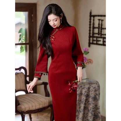 Women's Qipao Shiyu 诗语 Asian Thicken Dress Chinese Modern Hanfu Clothing Cheongsam Winter