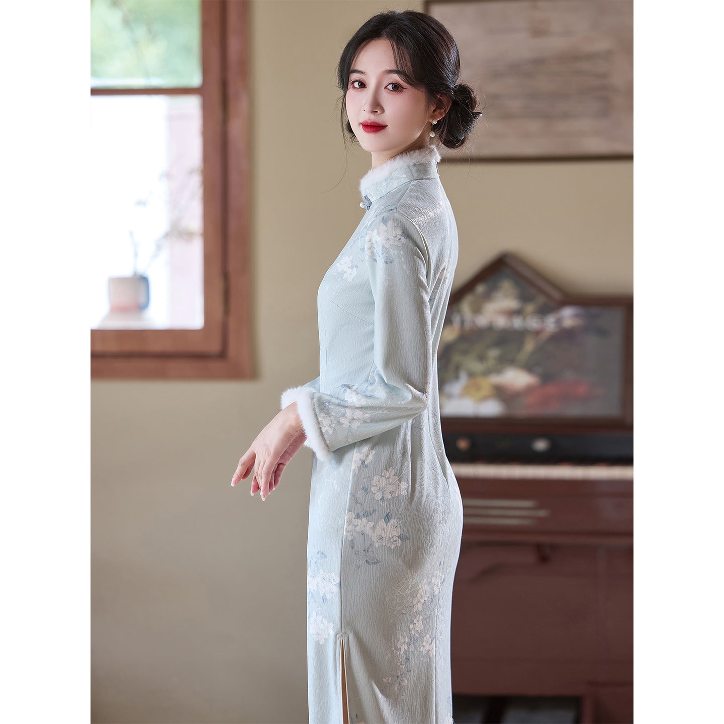 Women's Qipao Xinghua 星华 Asian Thicken Dress Chinese Modern Hanfu Clothing Velvet Cheongsam Winter