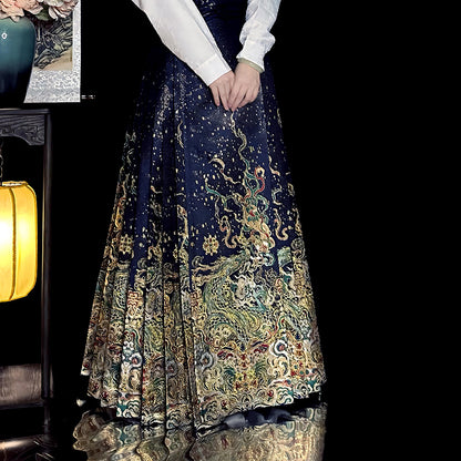 Ming Dynasty Dress Women's High Grade Fabrics Mamian Skirt Longhuang 龙煌 Hanfu Clothing Spring Summer Autumn