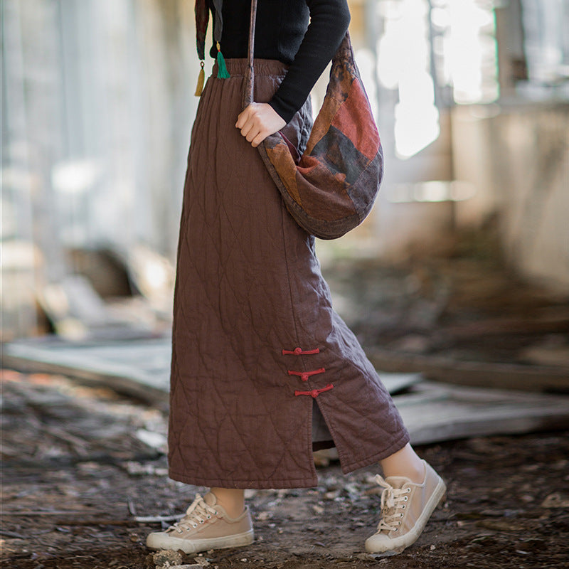 Linen Ticken Skirt Qingjia "清嘉" Han Element Clothing Women's Modern Hanfu Winter Autumn