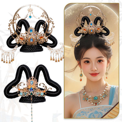 Traditional Chinese Hairstyle Wig Feitian 飞天Hanfu Historical Royal Hairpieces