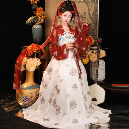 TANG Dynasty Dress Nichang 霓裳 Women's Chest High Ruqun  Hanfu Clothing Spring Summer Autumn
