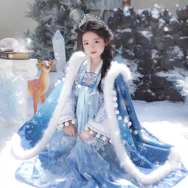 Tang Dynasty Girl Velvet Ruqun Bingmeng 冰梦 Children's Chinese Traditional Clothing Hanfu Suit