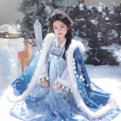 Tang Dynasty Girl Velvet Ruqun Bingmeng 冰梦 Children's Chinese Traditional Clothing Hanfu Suit