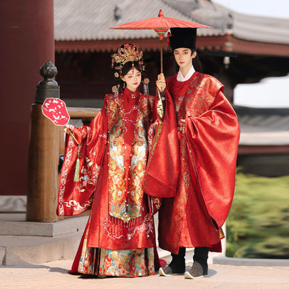 Women's Chinese Wedding Gown Clothes Linfengxi 麟凤栖 Men's Customs Traditional Male Hanfu Dress