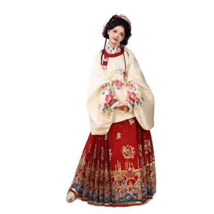 Ming Dynasty Mamian Clothing Ruyi 如意 Women's Chinese Traditional Thicken Velvet Lunar New Year Hanfu Autumn Winter