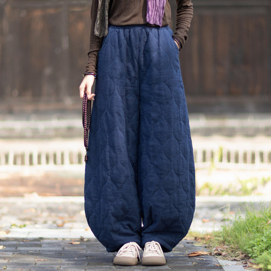 Ticken Linen Pants Duwang "渡忘" Han Element Clothing Women's Modern Hanfu Winter Autumn