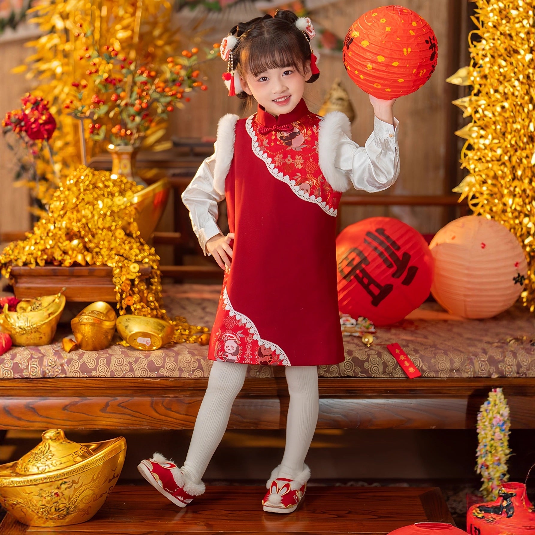 chinese new year girl dress Teen Tween Girl Chinese New Year Asian Traditional QIPAO Red Tunic Summer Dress