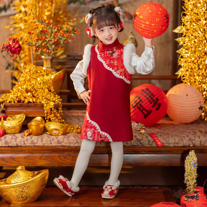 Children's Traditional Panda 熊猫 Clothing Chinese Girl's Lunar New Year Hanfu Dress