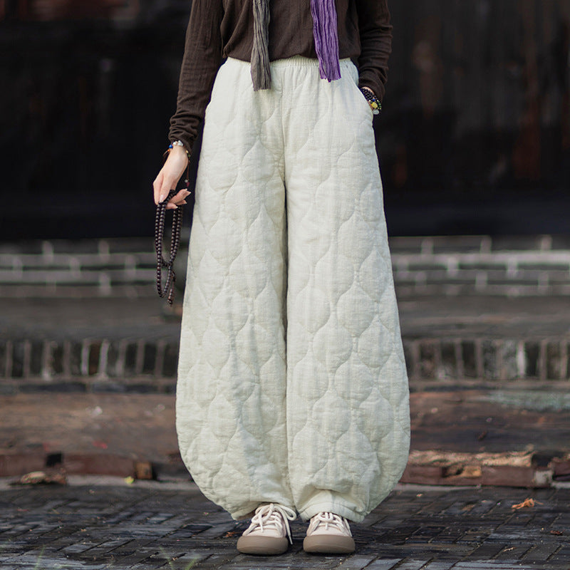 Ticken Linen Pants Duwang "渡忘" Han Element Clothing Women's Modern Hanfu Winter Autumn