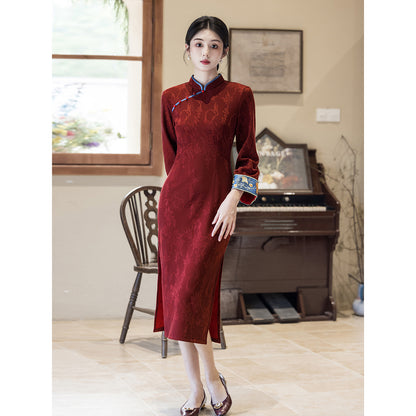 Women's Qipao Manyue 满月 Asian Dress Chinese Modern Hanfu Clothing Cheongsam Autumn Spring