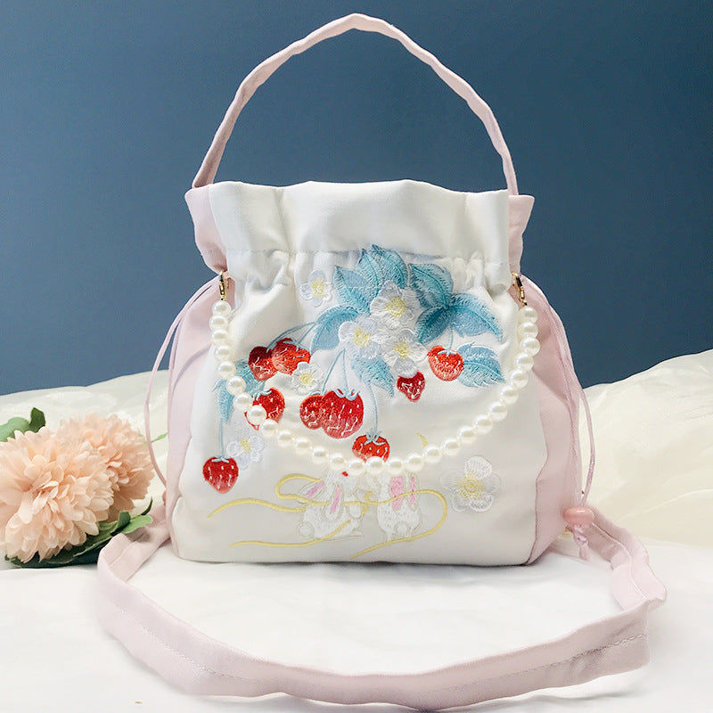 Chinese Style Drawstring Handbag Pearl Embroidery Bags Nang 囊