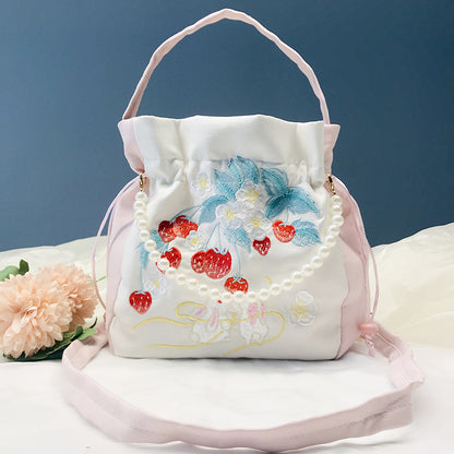 Chinese Style Drawstring Handbag Pearl Embroidery Bags Nang 囊
