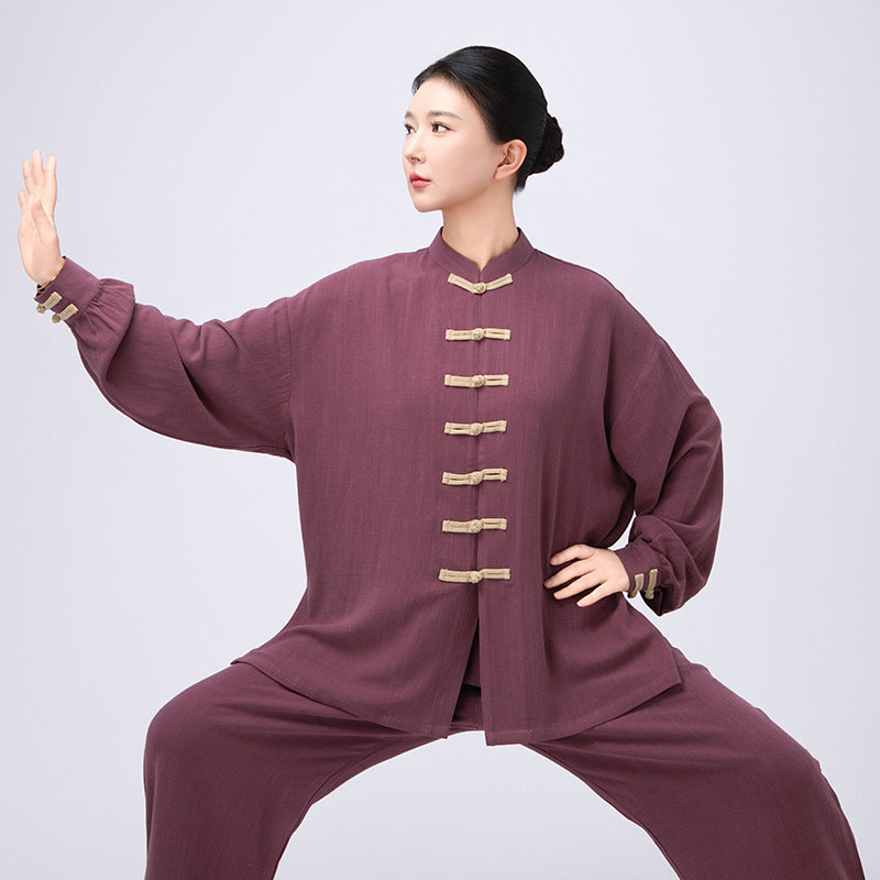 Thickened Tai Chi Quan Clothing Sanyuan 三元 Gender Neutral Chinese Kungfu Traditional Linen Hanfu Autumn Winter