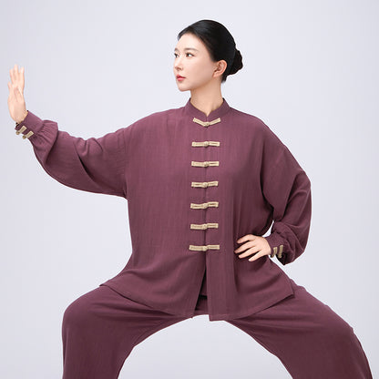 Thickened Tai Chi Quan Clothing Sanyuan 三元 Gender Neutral Chinese Kungfu Traditional Linen Hanfu Autumn Winter