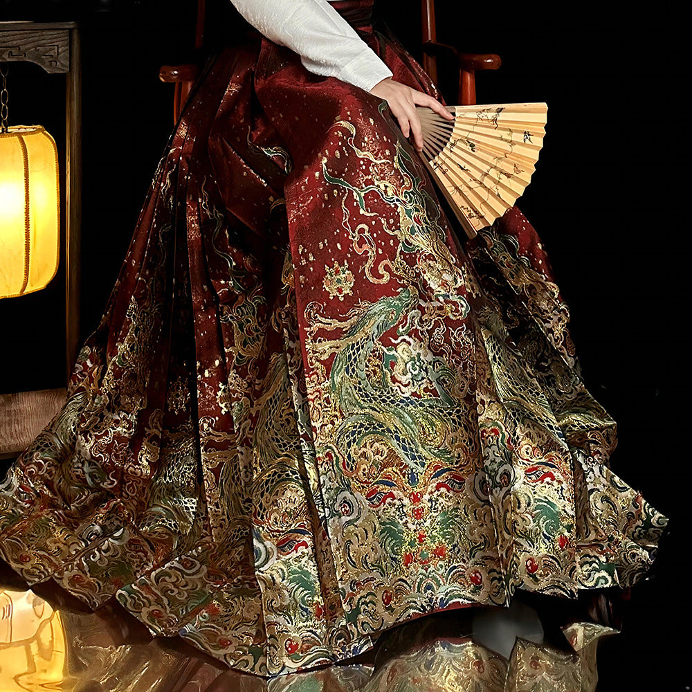 Ming Dynasty Dress Women's High Grade Fabrics Mamian Skirt Longhuang 龙煌 Hanfu Clothing Spring Summer Autumn