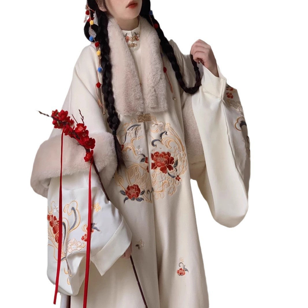 Ming Dynasty Clothing Niannianyouyu 年年有鱼 Women's Chinese Traditional Thicken Velvet Lunar New Year Hanfu Autumn Winter