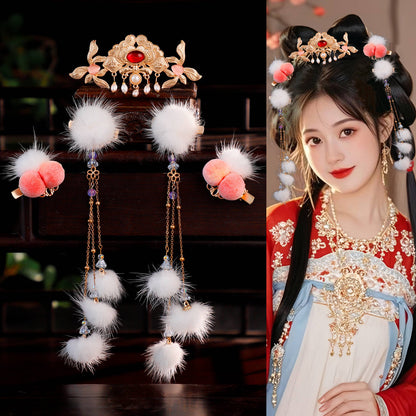 Traditional Chinese Hair jewelry Fentao 粉桃 Hanfu Historical Headgear