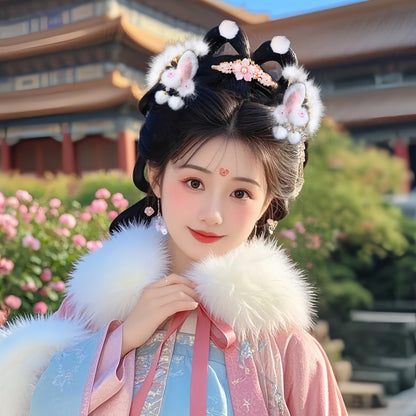 Traditional Chinese Hair jewelry Fenertu 粉耳兔 Hanfu Historical Headgear