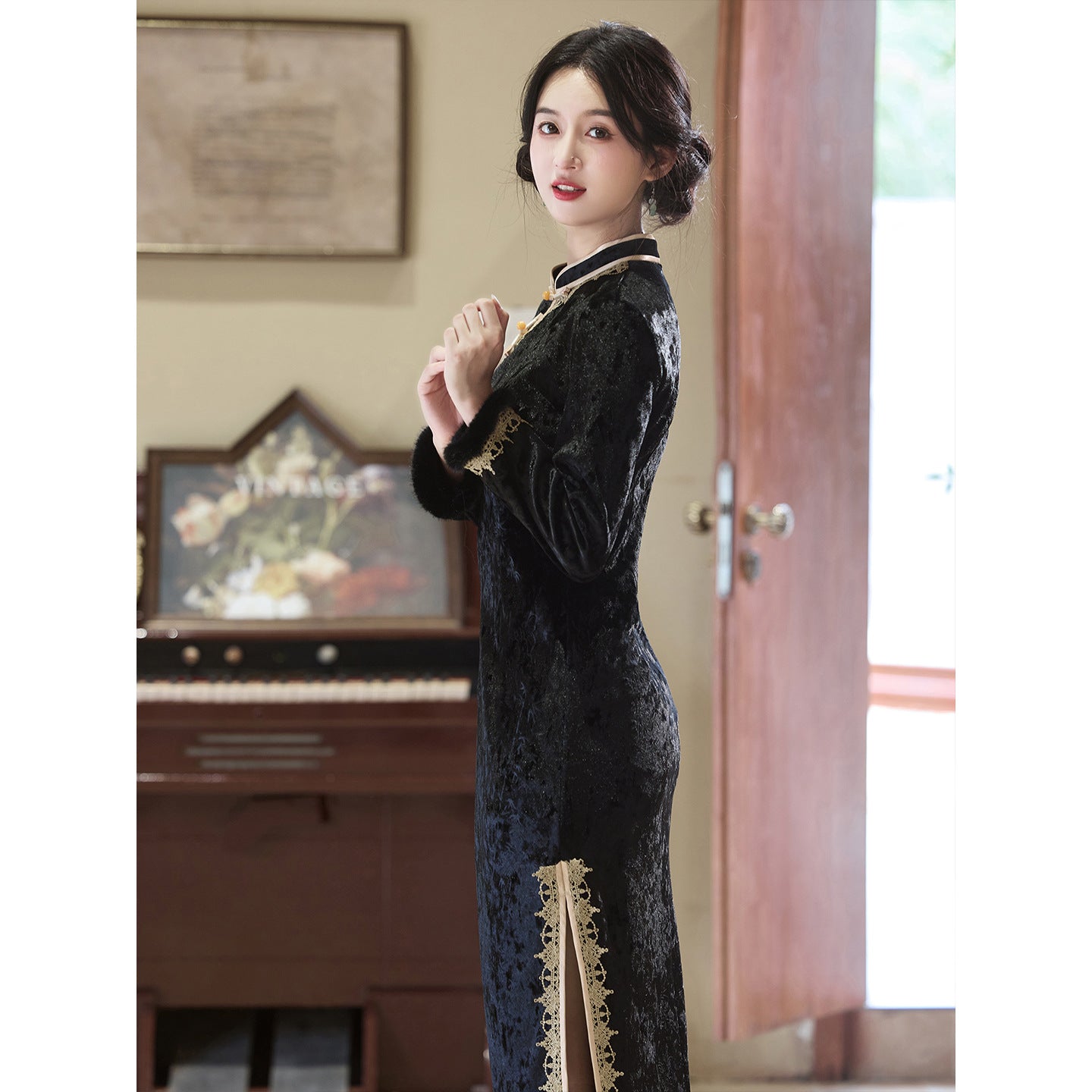 Women's Qipao Jintang 今棠 Asian Thicken Dress Chinese Modern Hanfu Clothing Velvet Cheongsam Winter