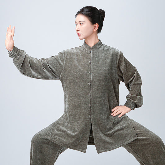 Thickened Tai Chi Quan Velvet Taiqing 太清 Clothing Gender Neutral Chinese Kungfu Traditional Hanfu Autumn Winter